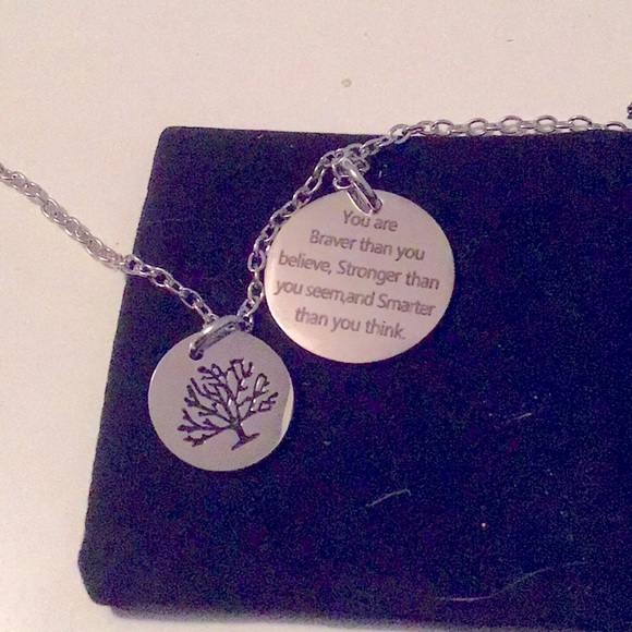 ❤️ Silver Chain with M Initial Medal + Motivational Note New In Box - Picture 2 of 4
